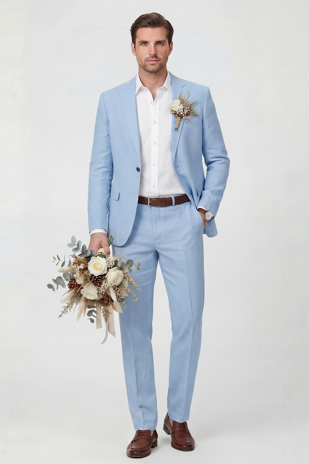 Notch Lapel Beige One Button 2 Piece Men's Wedding Suits