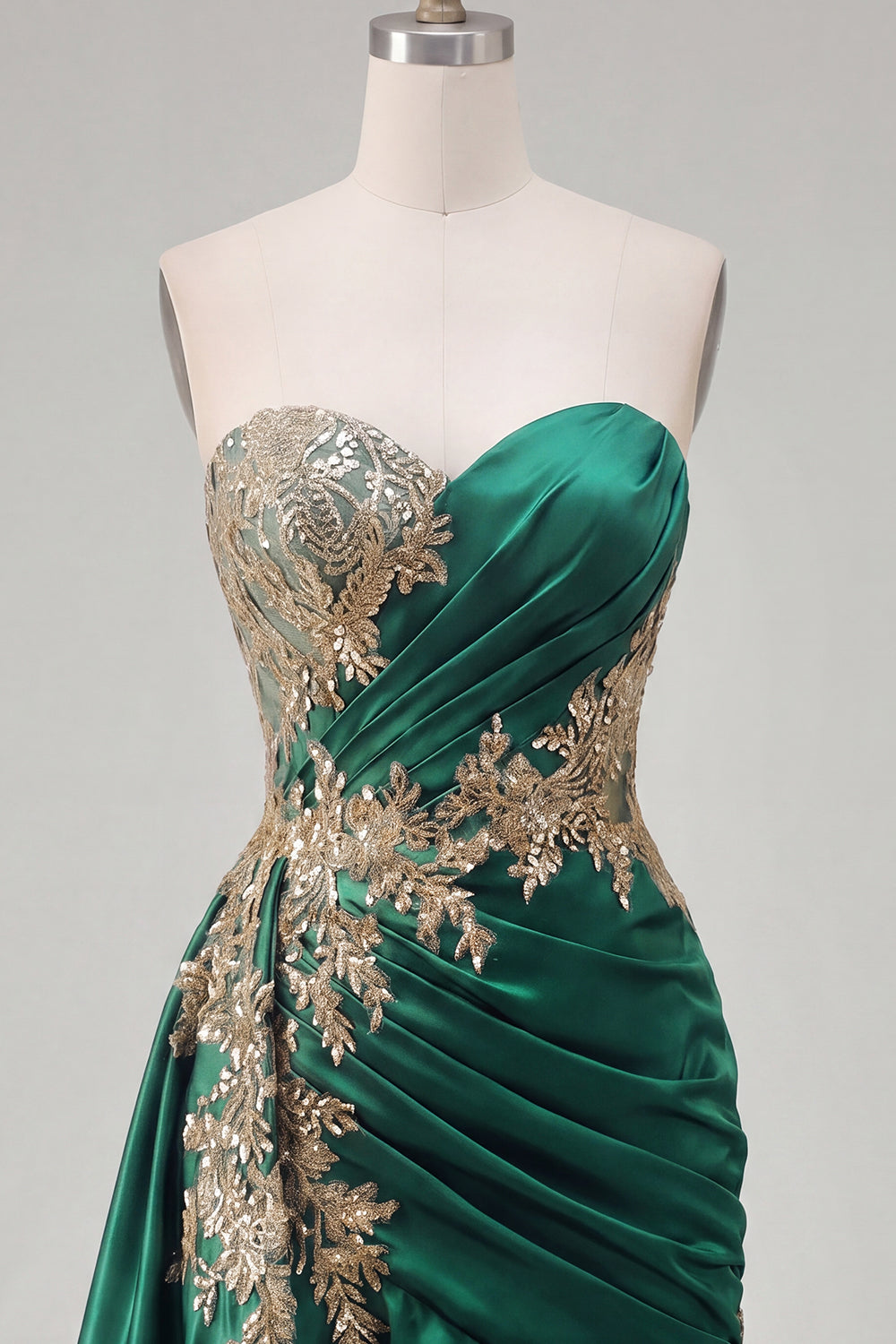 Dark Green Satin Bodycon Sweetheart Ruched Sequins Short Prom Dress with Sash
