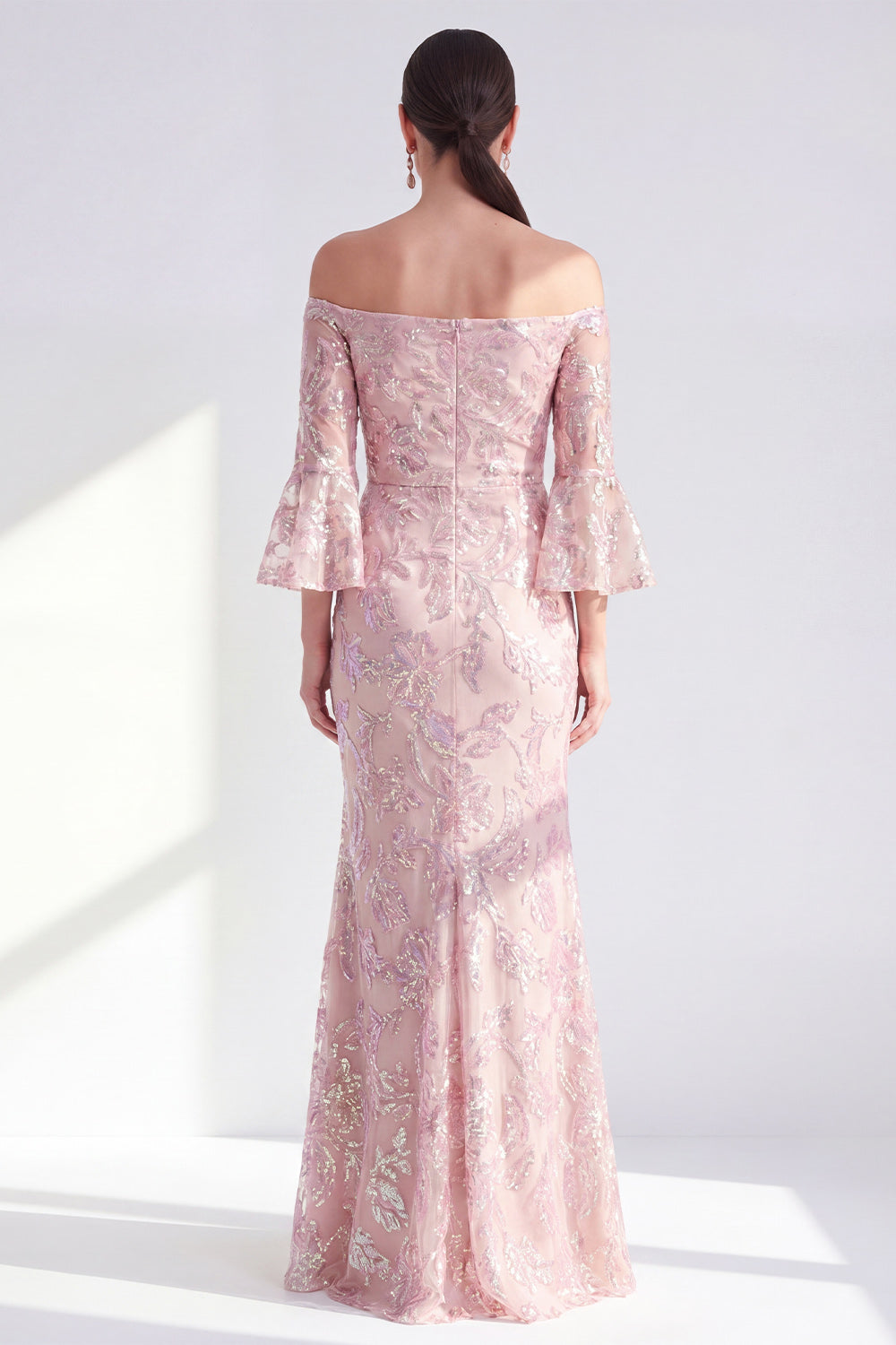 Sparkly Mermaid Off-the-Shoulder Sequin Long Mother of the Bride Dress