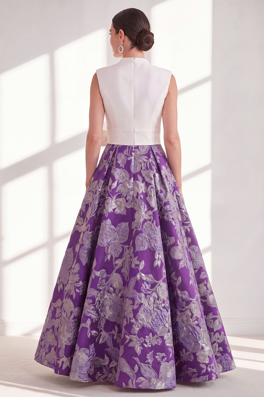 Blue A-Line V-Neck Long Mother of the Bride Dress with Bow