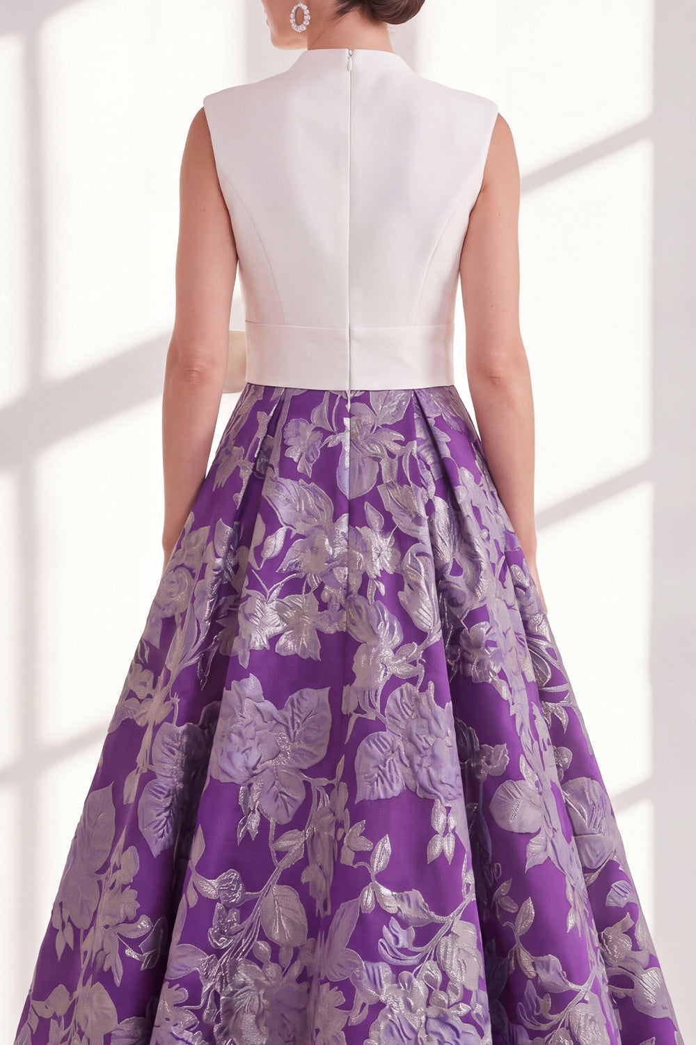 Blue A-Line V-Neck Long Mother of the Bride Dress with Bow