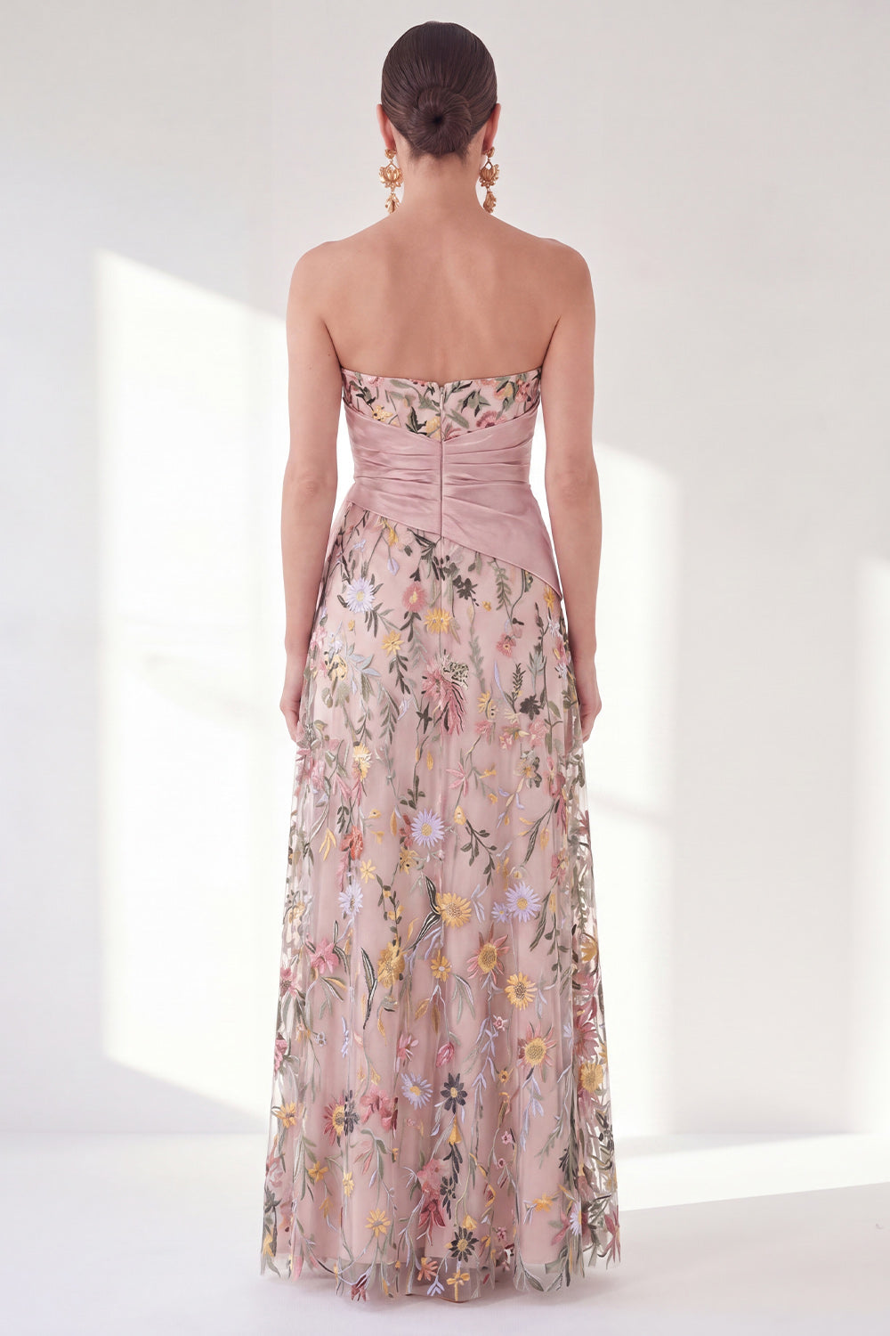 Blue A-Line Sweetheart Floral Long Mother Of the Bride Dress with Slit