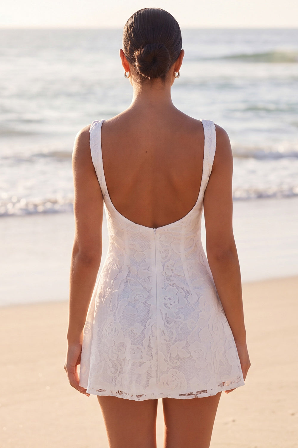 Ivory A-Line Corset Lace Mini Dress