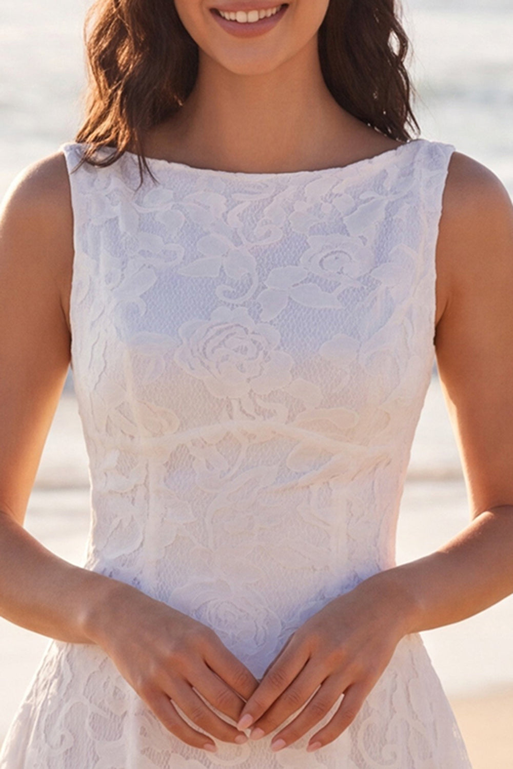 Ivory A-Line Corset Lace Mini Dress