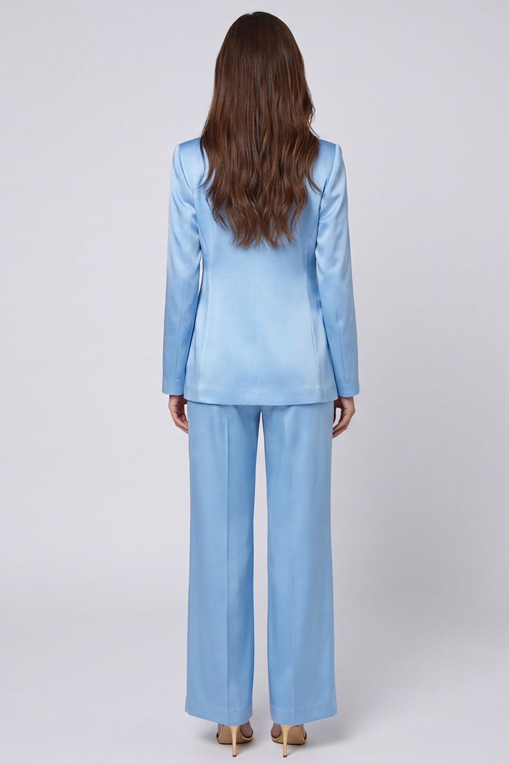Shawl Lapel Light Blue 2-Piece Women's Suits