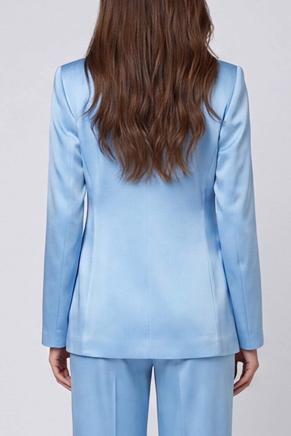 Shawl Lapel Light Blue 2-Piece Women's Suits