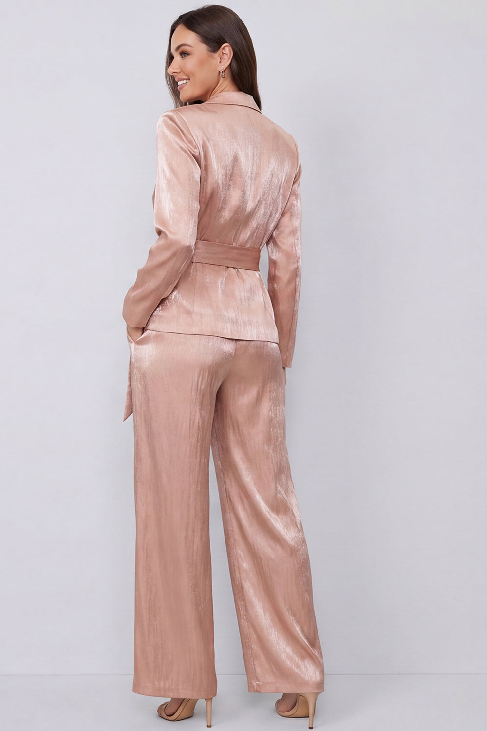 Costumes deux pièces pour femmes Dusty Rose à revers cranté