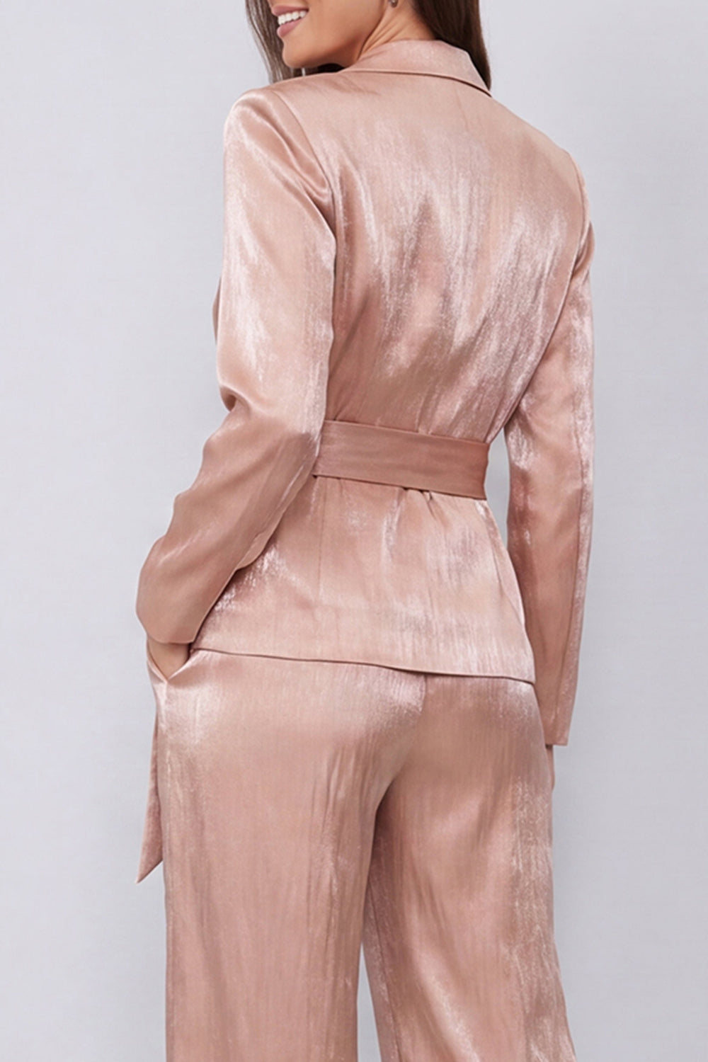 Costumes deux pièces pour femmes Dusty Rose à revers cranté