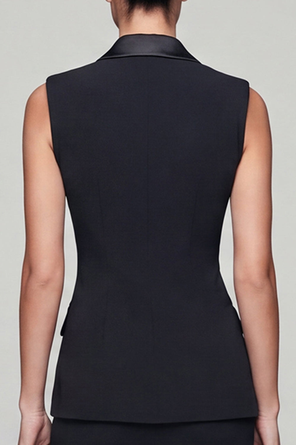 Black Double Breasted Sheath 2-piece Short Work Dress