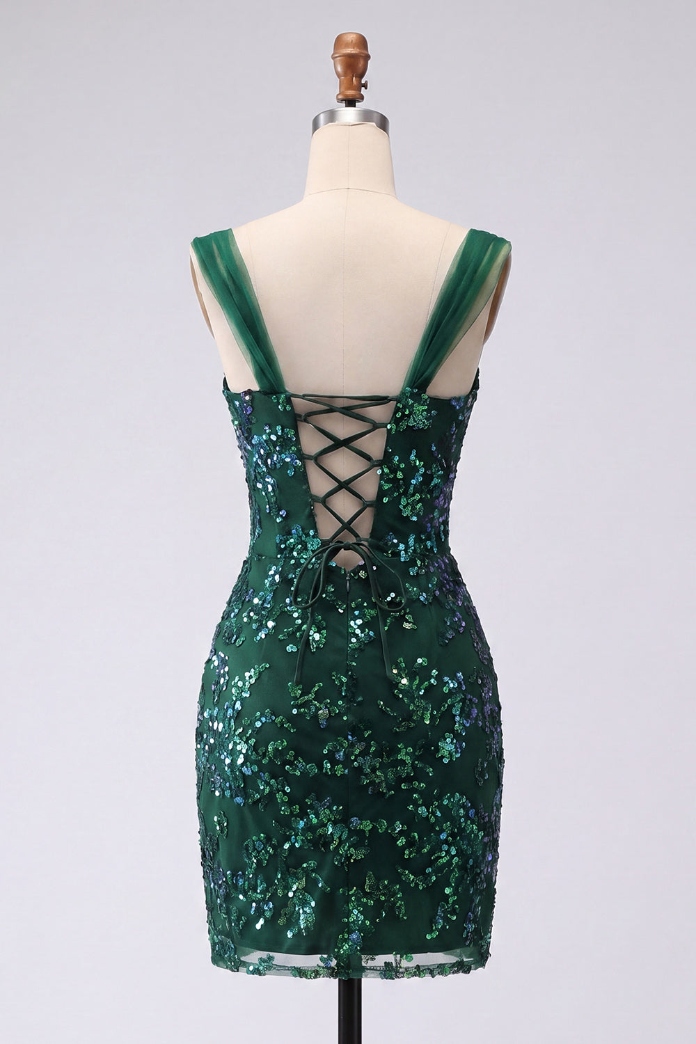 Sparkly Dark Green Bodycon Sequins Short Homecoming Dress with Slit
