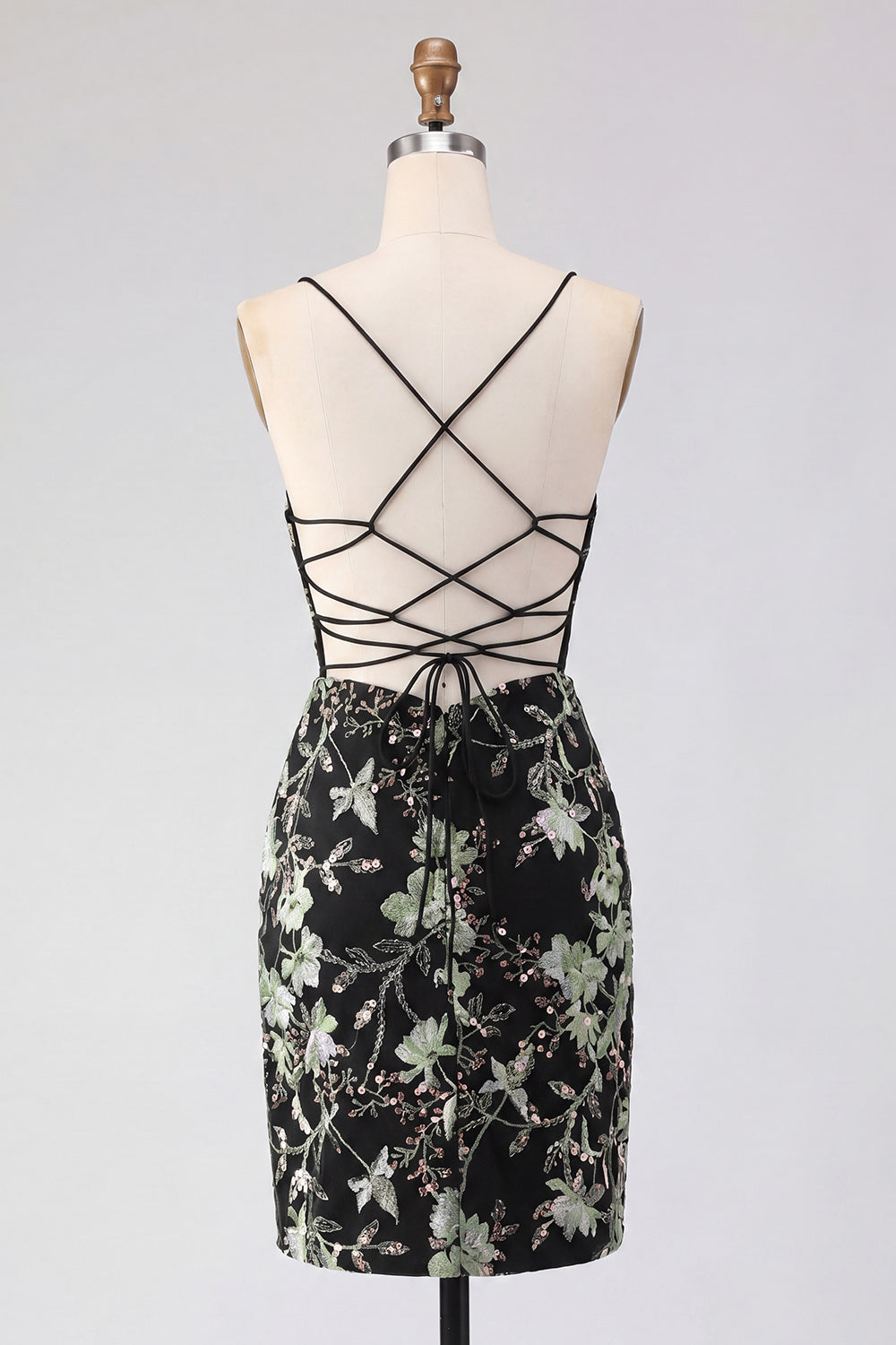 Pink Floral Corset Sequin Bodycon Homecoming Dress