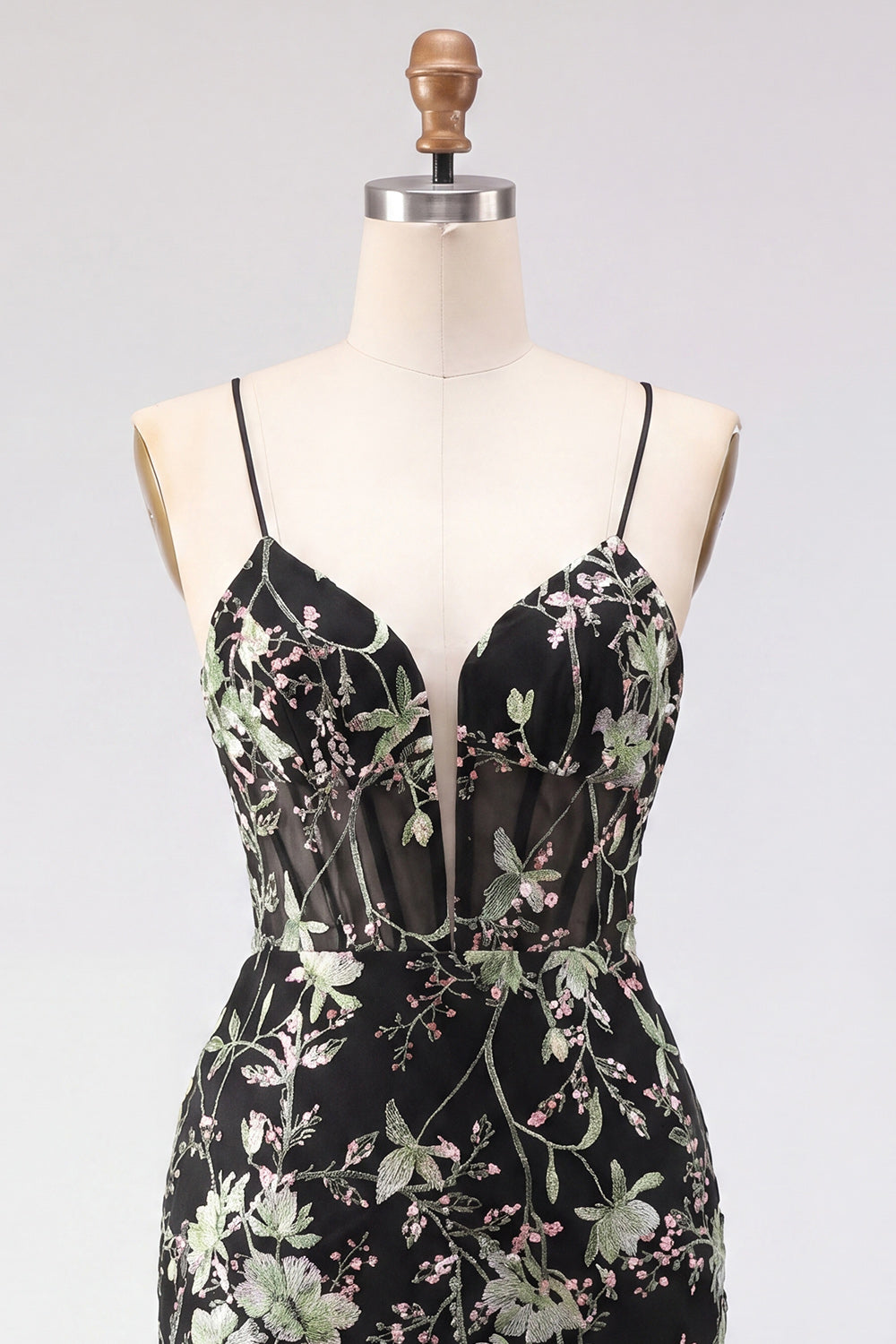 Yellow Bodycon Sheer Corset Floral Sequins Short Homecoming Dress with Lace-Up Back