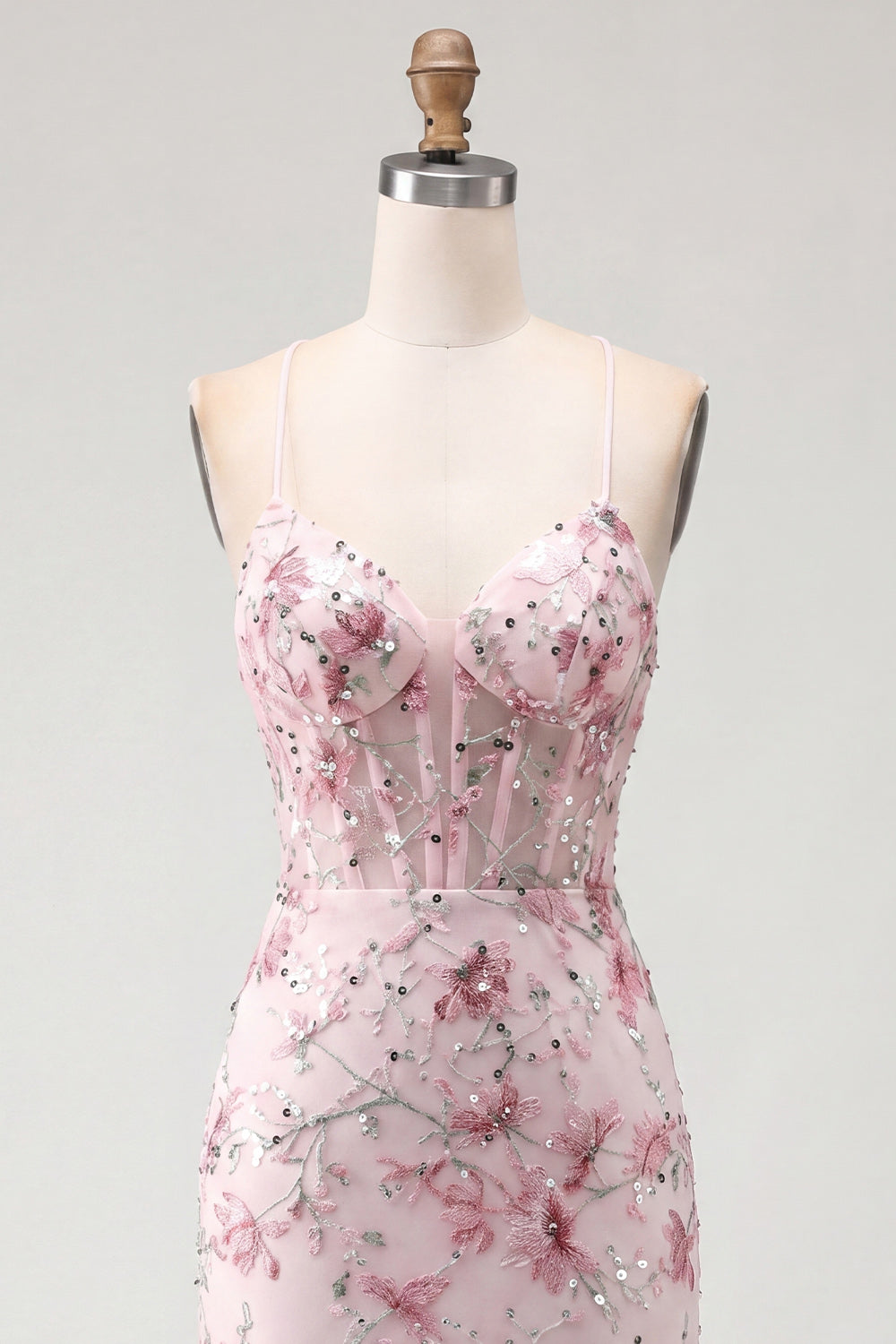 Yellow Bodycon Sheer Corset Floral Sequins Short Homecoming Dress with Lace-Up Back