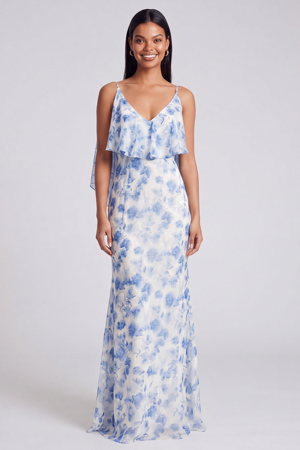Robe longue florale vert clair sirène