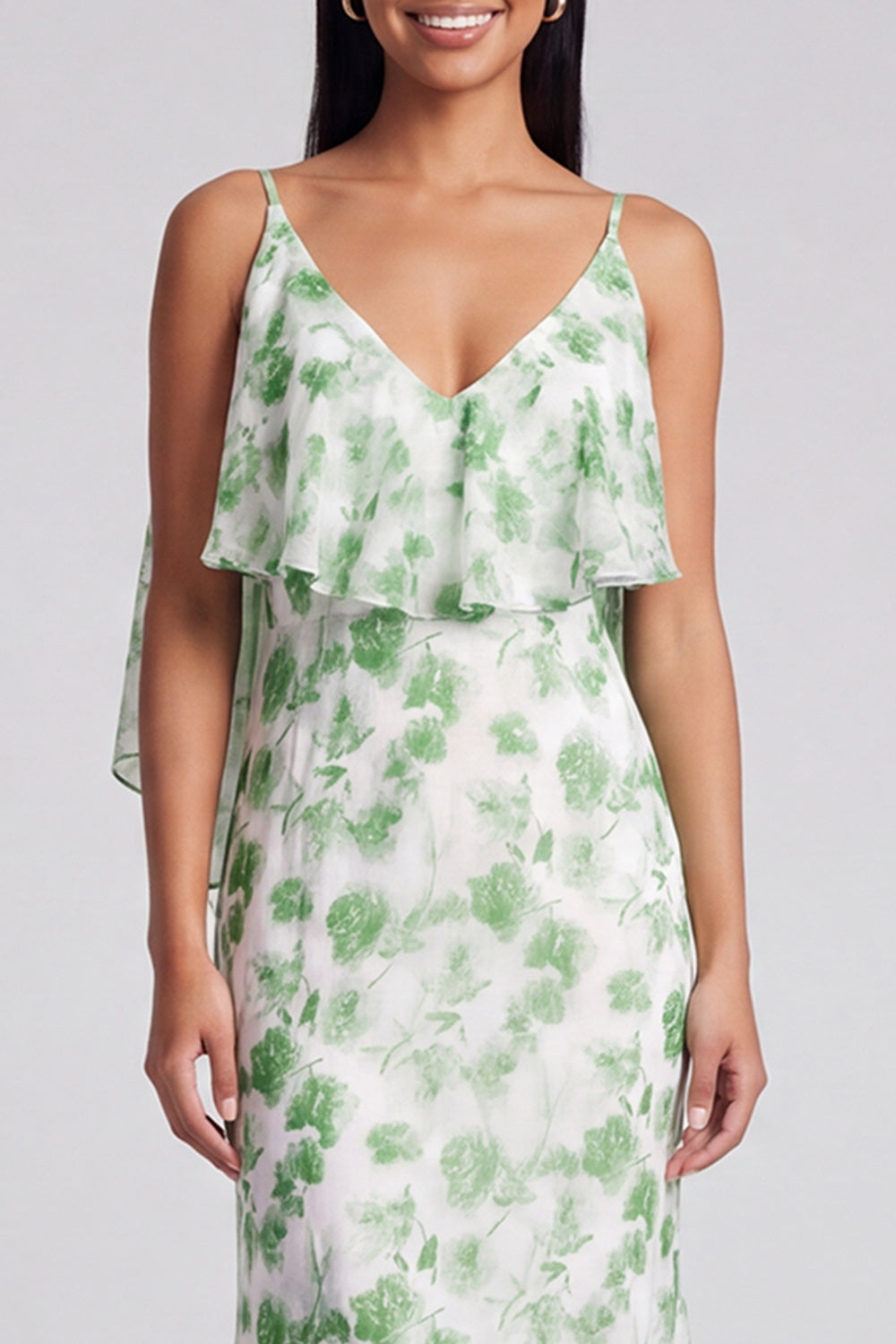 Robe longue florale vert clair sirène