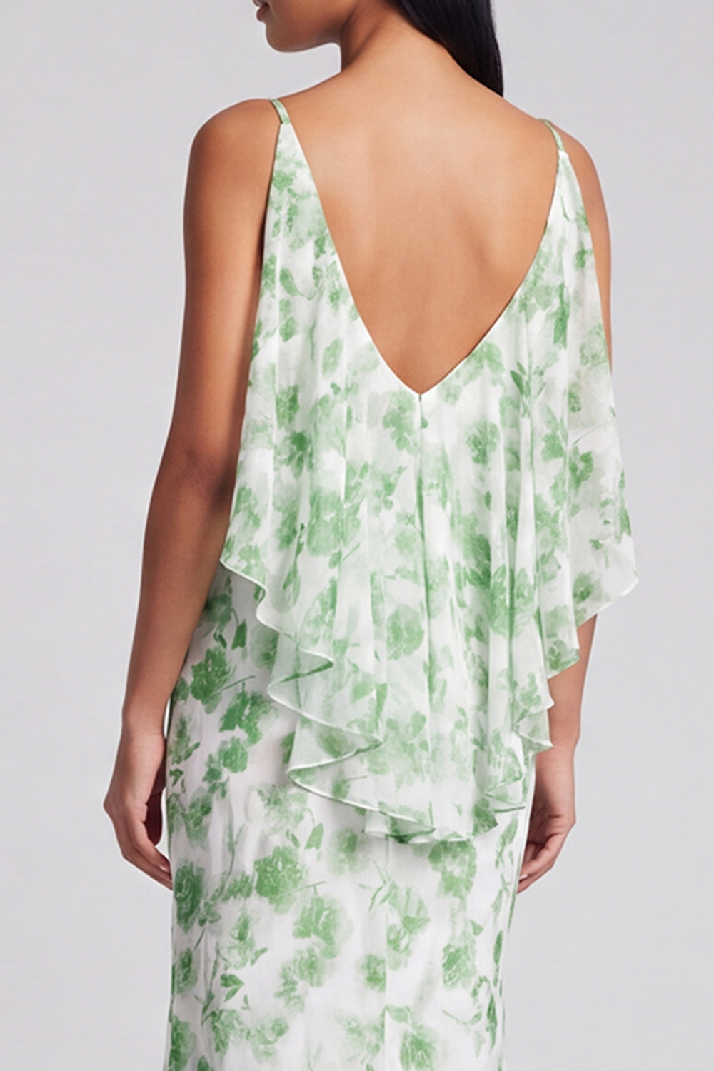 Robe longue florale vert clair sirène
