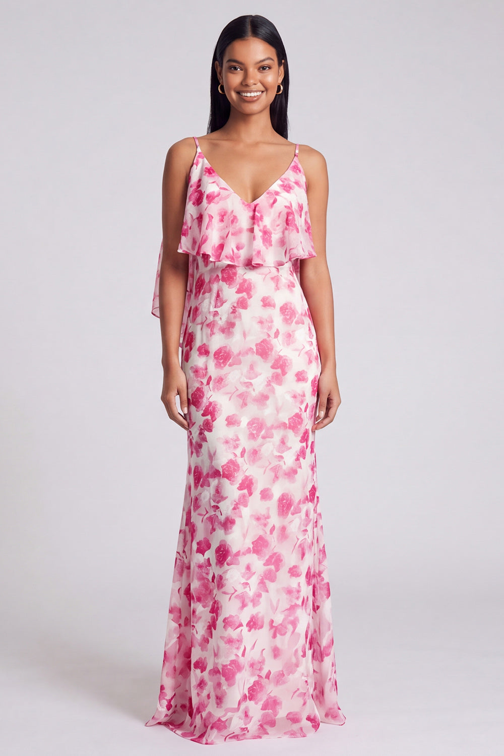 Robe longue florale vert clair sirène