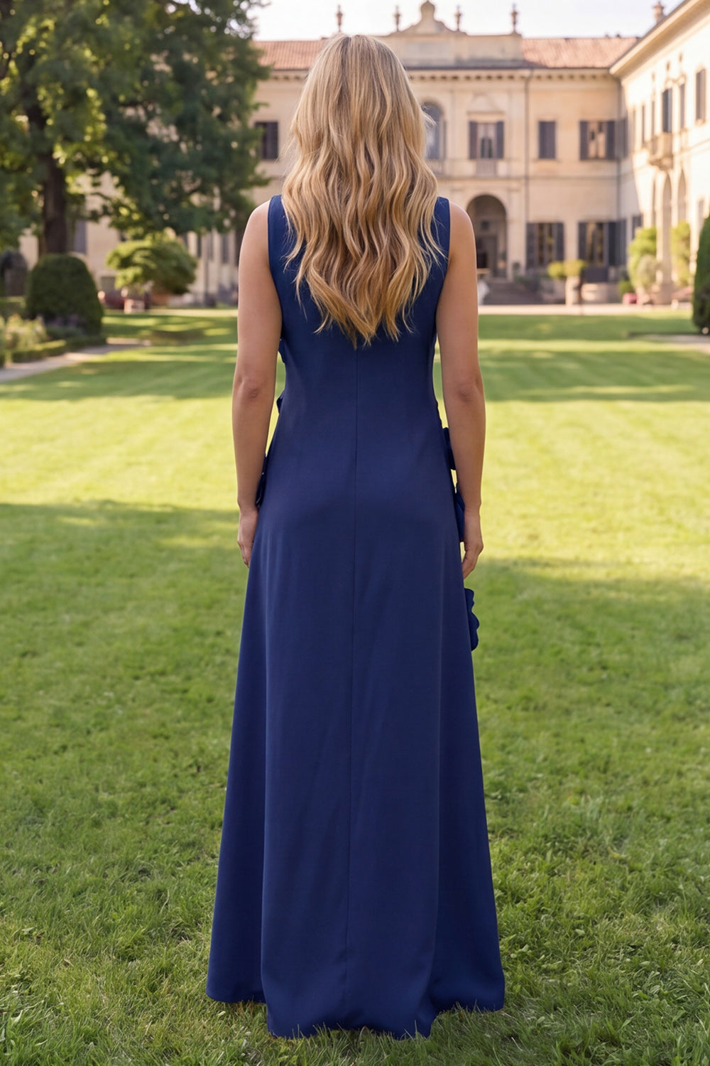 Mermaid Hot Pink Bateau Neck Maxi Floral Dress