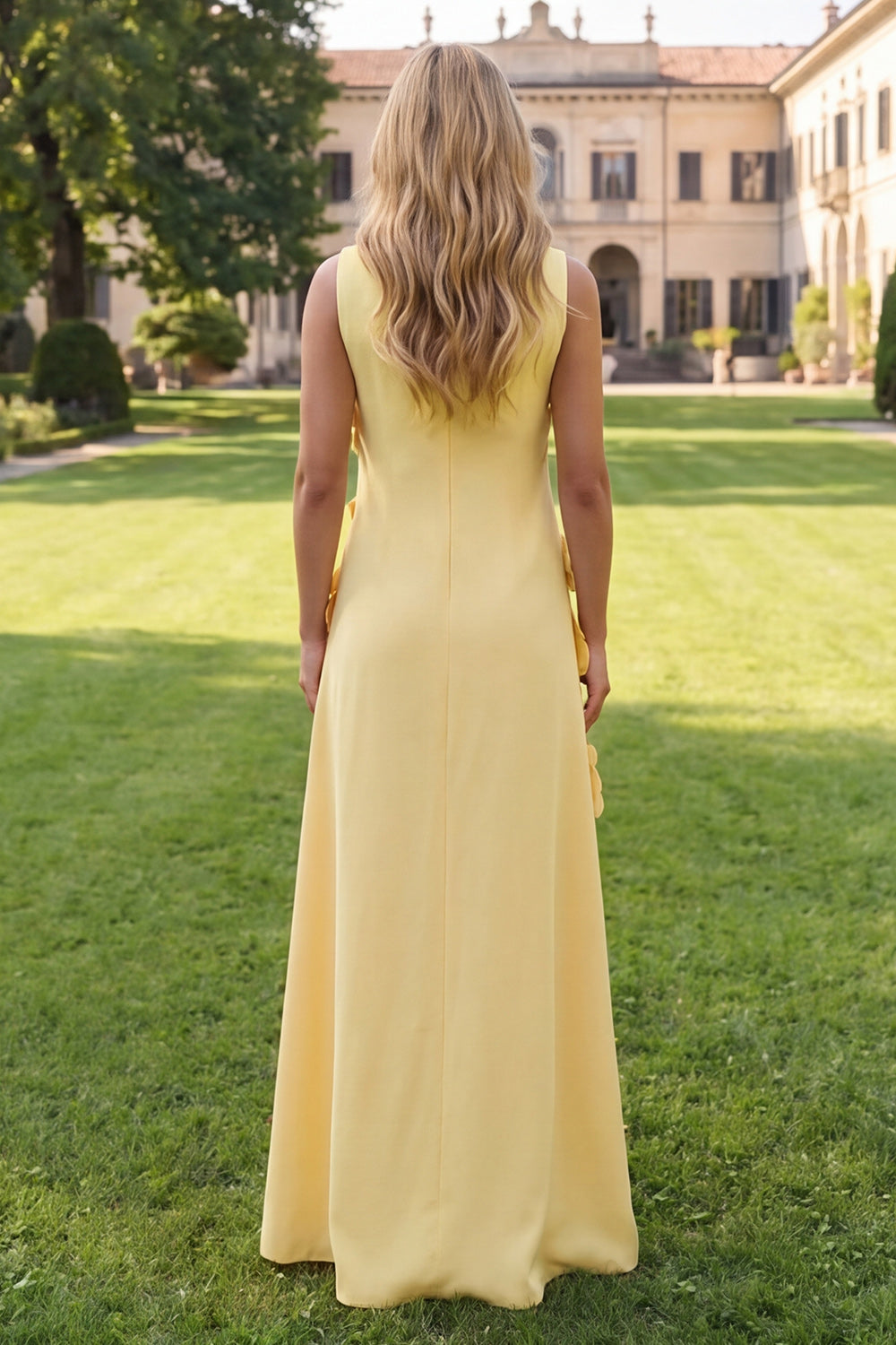 Mermaid Hot Pink Bateau Neck Maxi Floral Dress