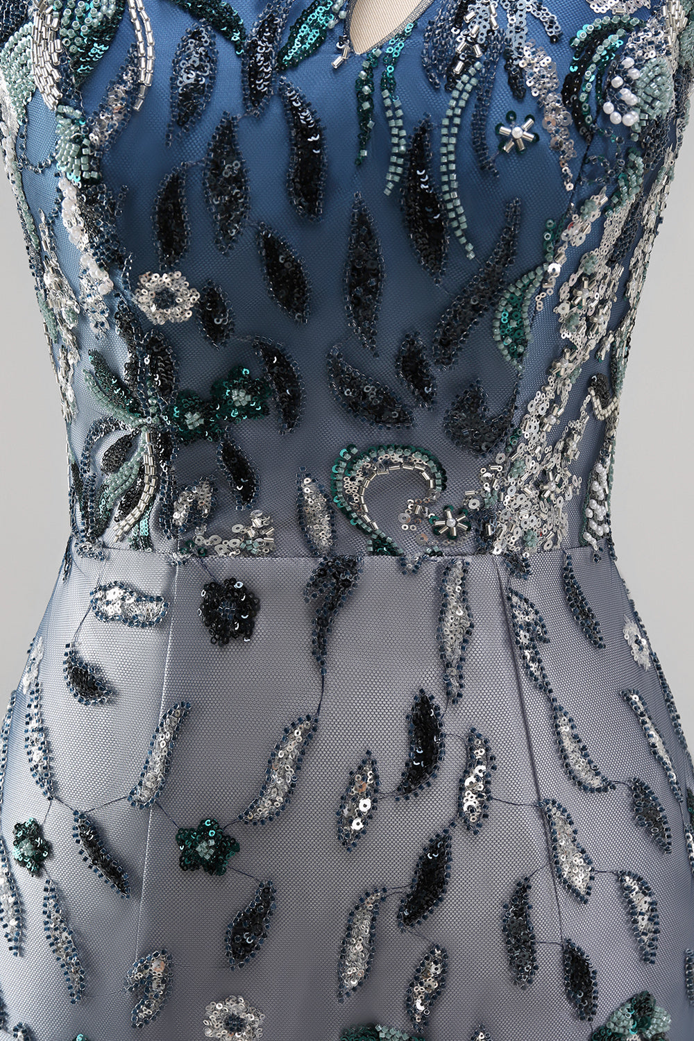 Sparkly Navy One Shoulder Bodycon Sequins Floral Homecoming Dress