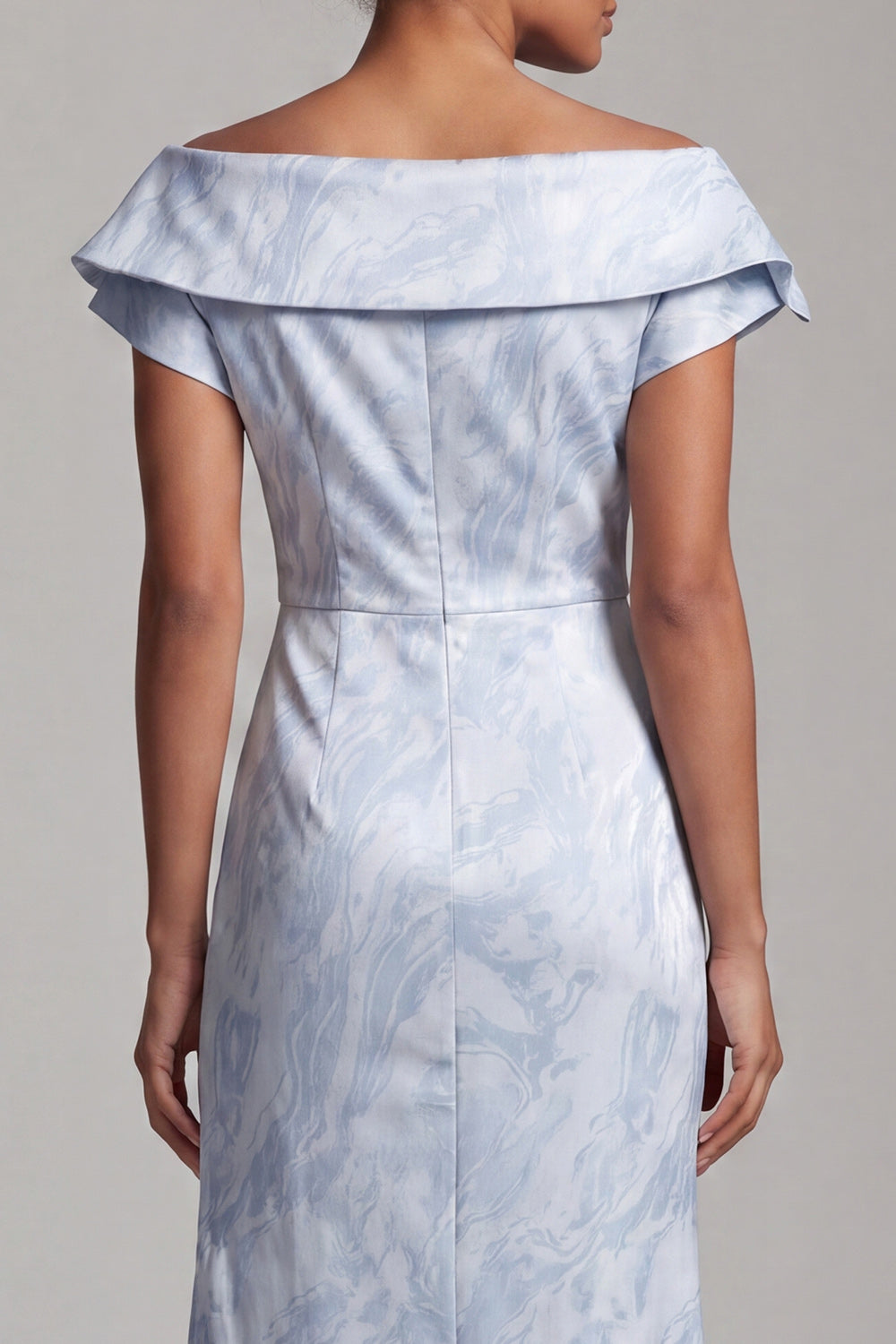 Robe longue de mère de la mariée sirène, bleu ciel, à fleurs, avec fente