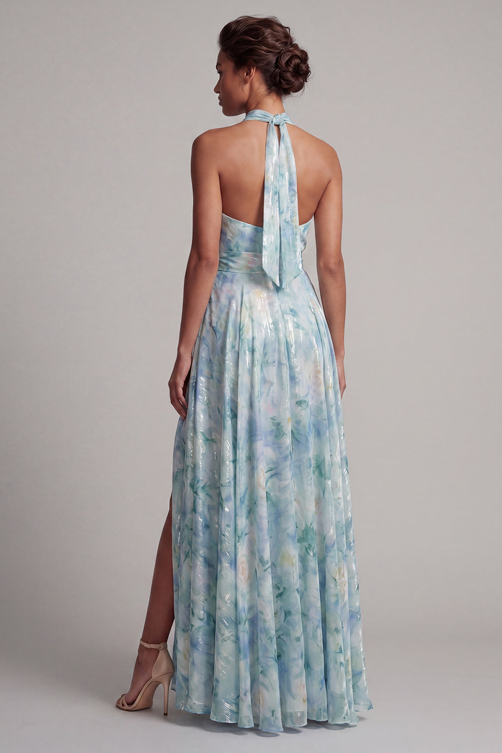Light Green Keyhole A Line Floral Long Mother of the Bride Dress with Pockets