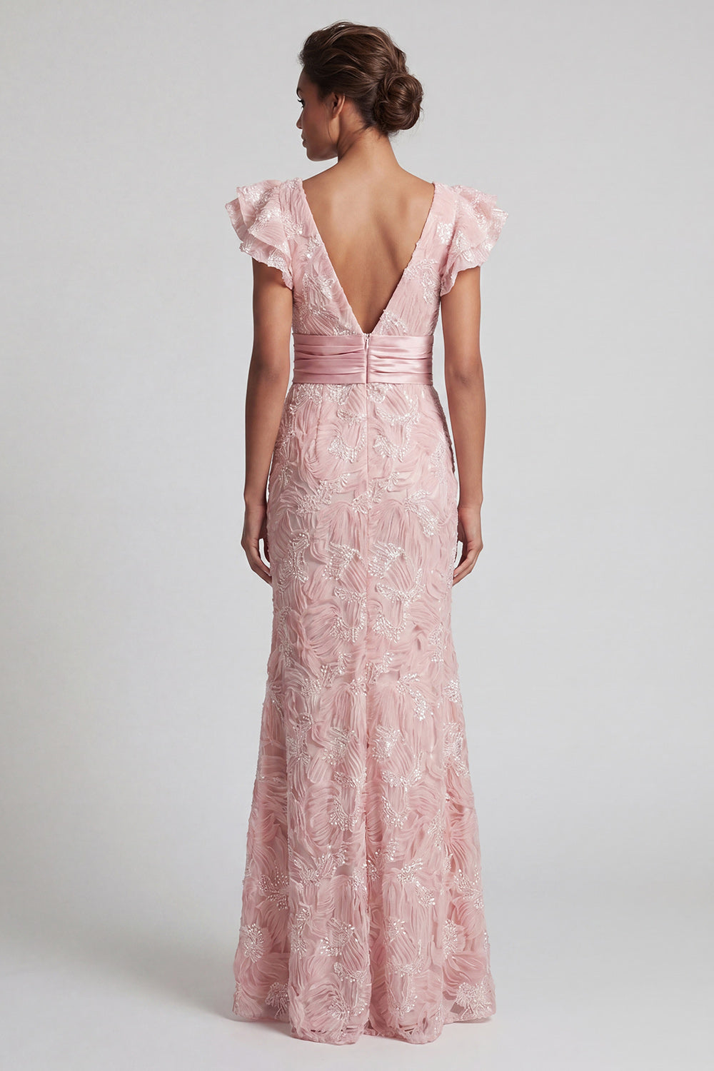 Blush Sequin V Neck Mermaid Mother Of the Bride Dress