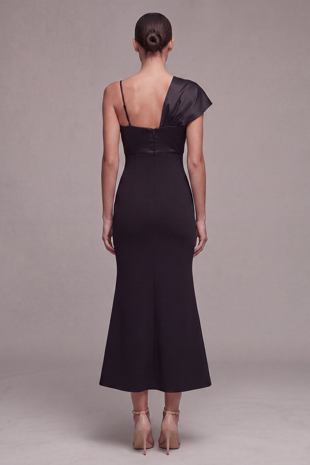 Robe midi sirène à fines bretelles avec nœud pour cocktail
