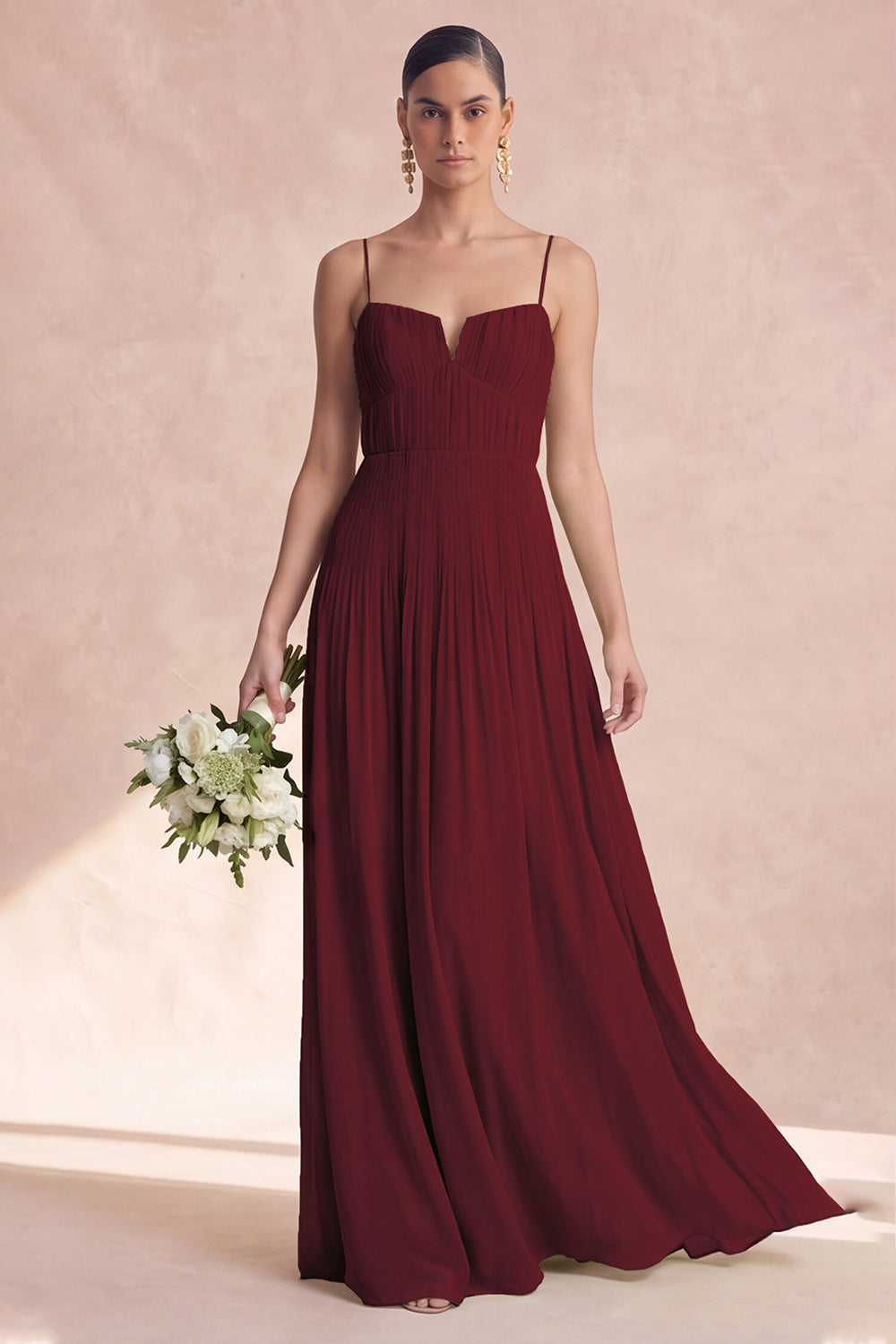 Dusty Sage A Line Spaghetti Straps Long Bridesmaid Dress