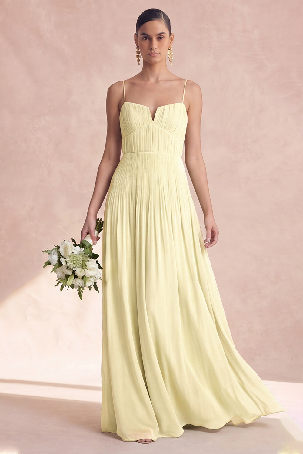 Dusty Sage A Line Spaghetti Straps Long Bridesmaid Dress