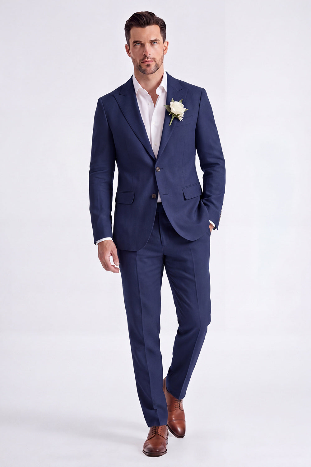 Light Khaki 2 Piece Peak Lapel Single Breasted Men Formal Suits