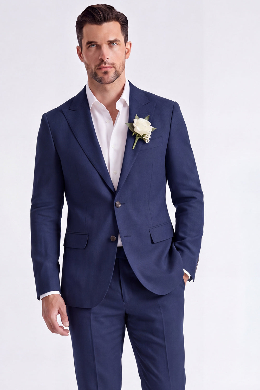 Light Khaki 2 Piece Peak Lapel Single Breasted Men Formal Suits