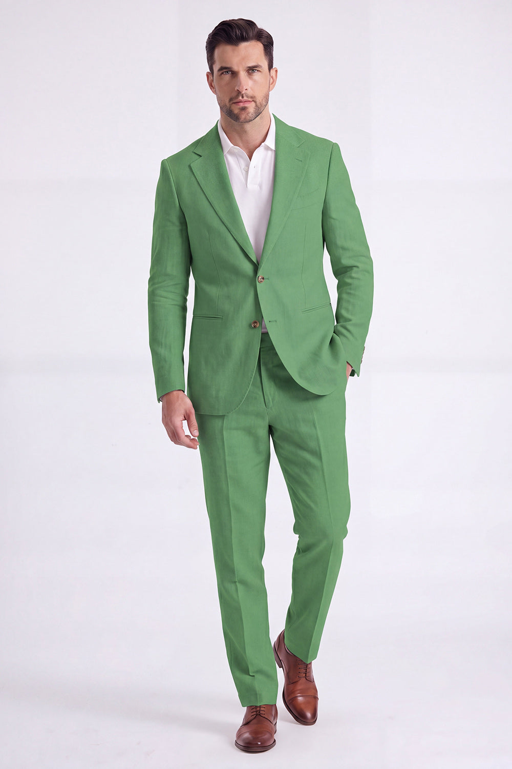 Light Khaki 2 Piece Notched Lapel Single Breasted Men Formal Suits