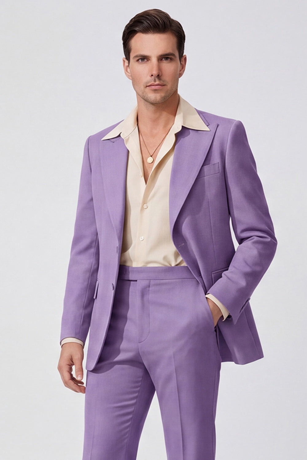 Black Peak Lapel Long Sleeves Single Breasted Men Suits