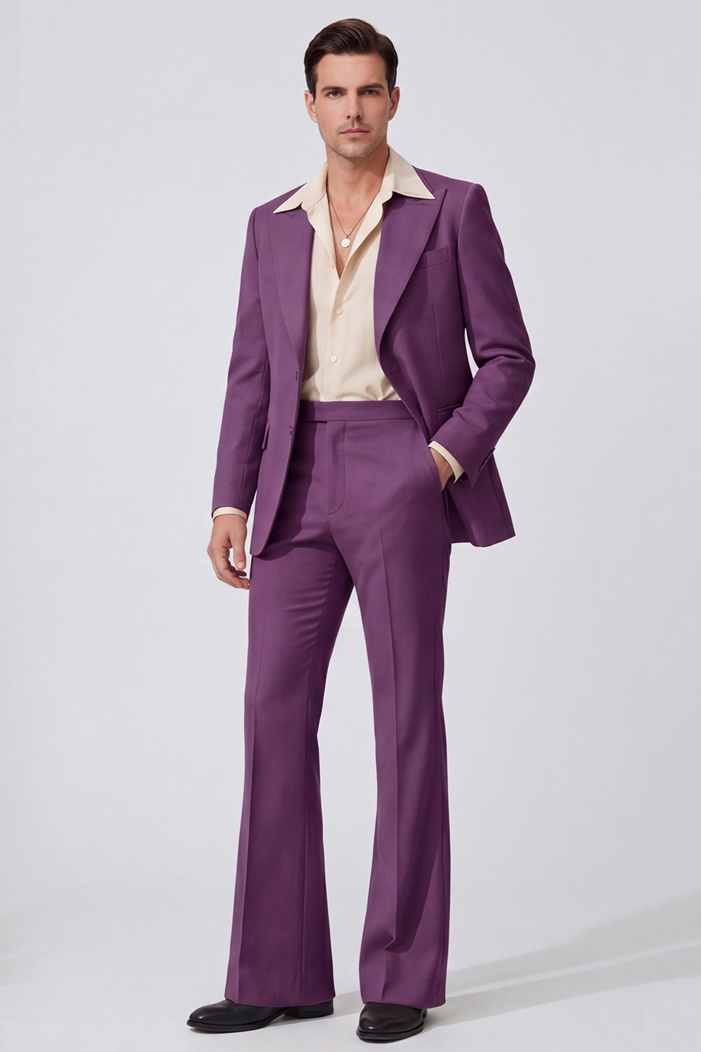 Black Peak Lapel Long Sleeves Single Breasted Men Suits