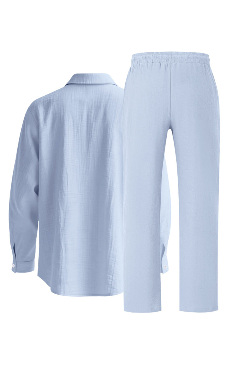 Ensemble coordonné homme 2 pièces en lin bleu clair