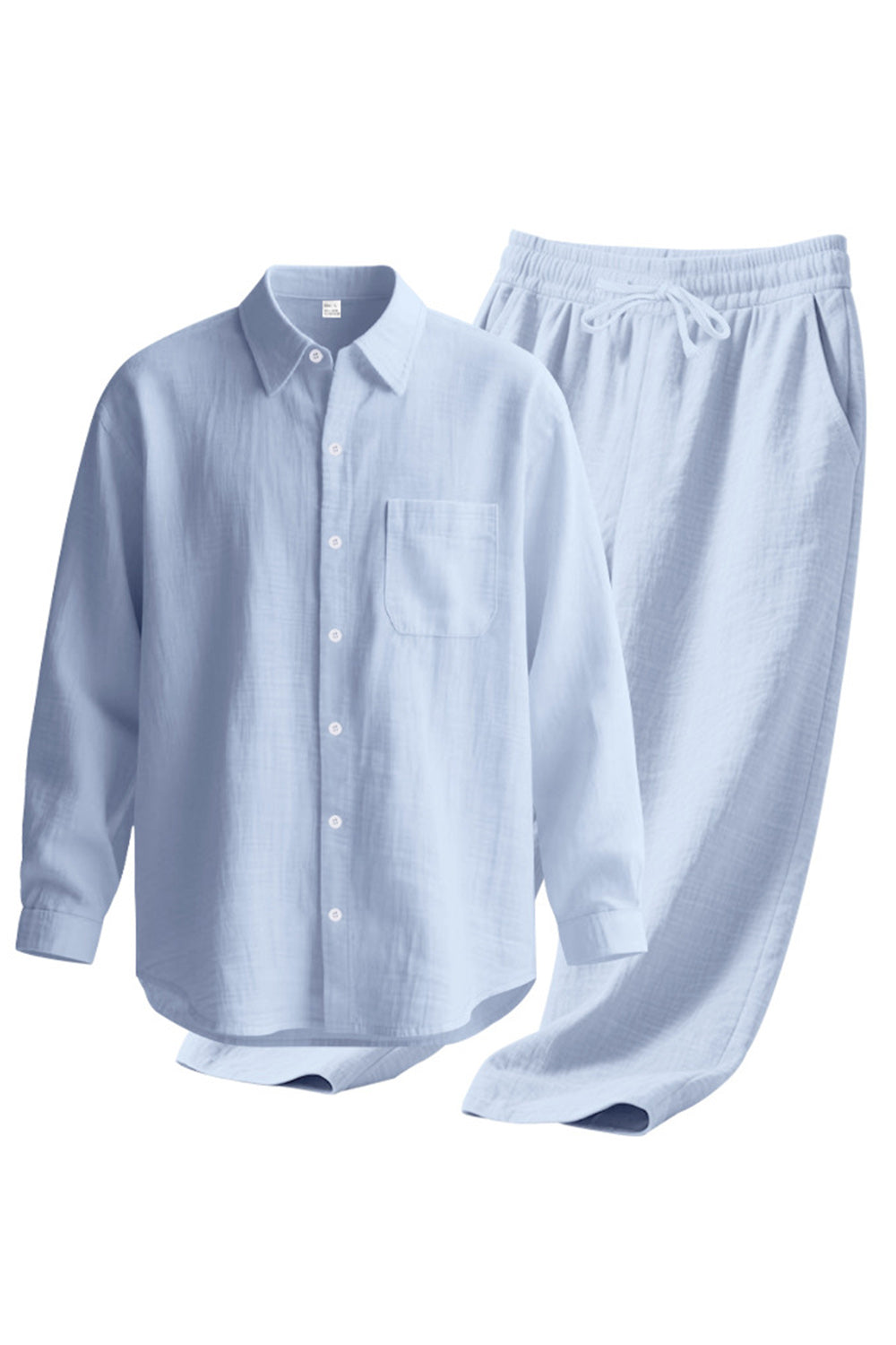 Ensemble coordonné homme 2 pièces en lin bleu clair