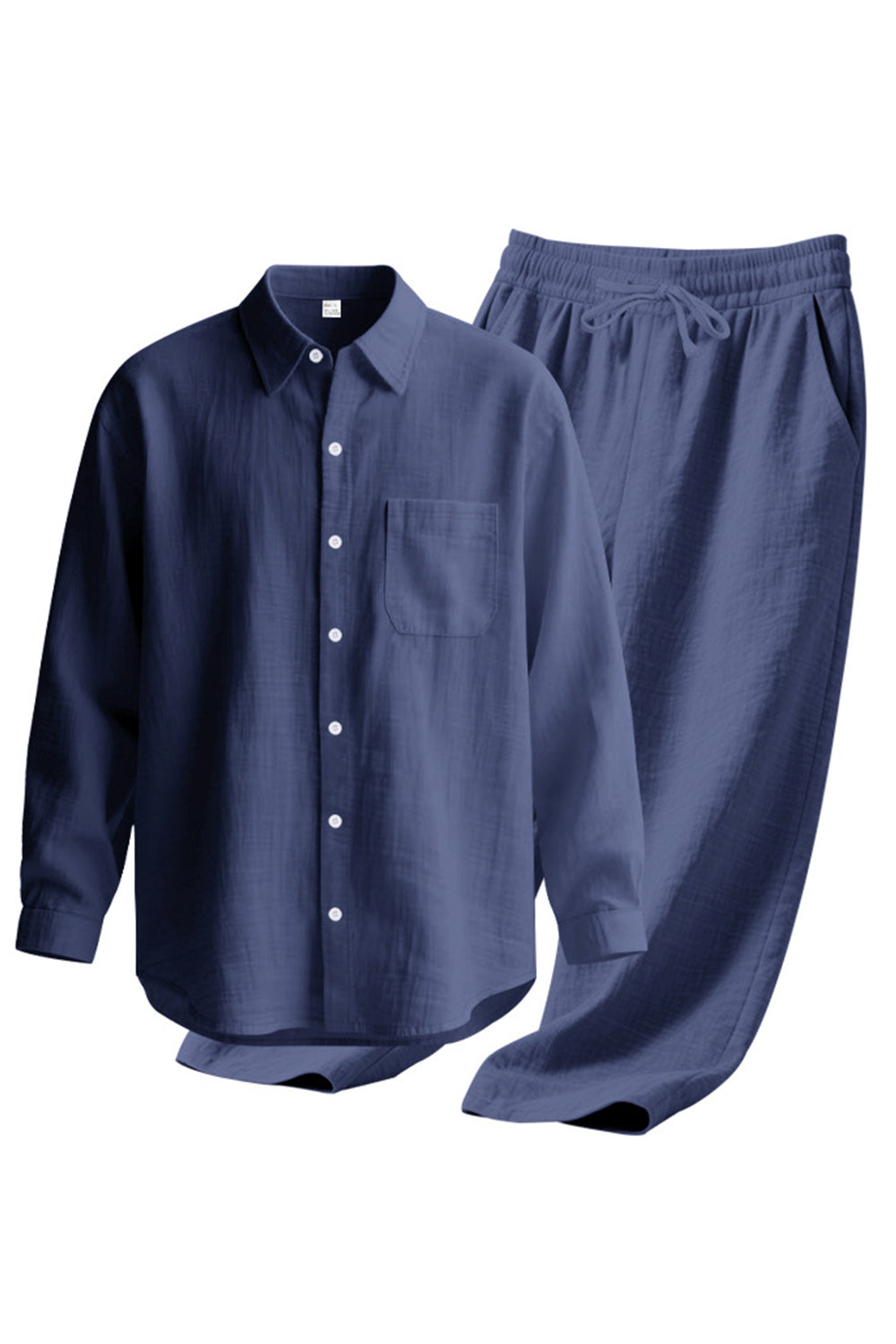 Ensemble coordonné homme 2 pièces en lin bleu clair