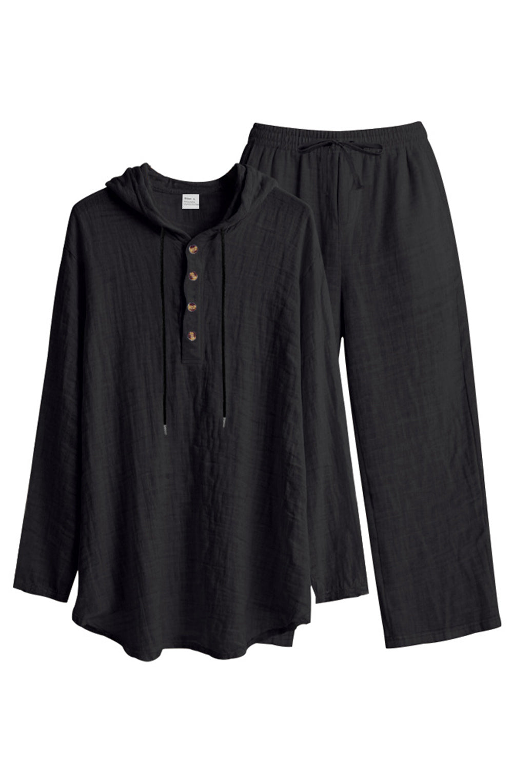 Casual 2 Piece Outfits Lightweight Long Sleeve Hooded Shirt and Loose Pants Set