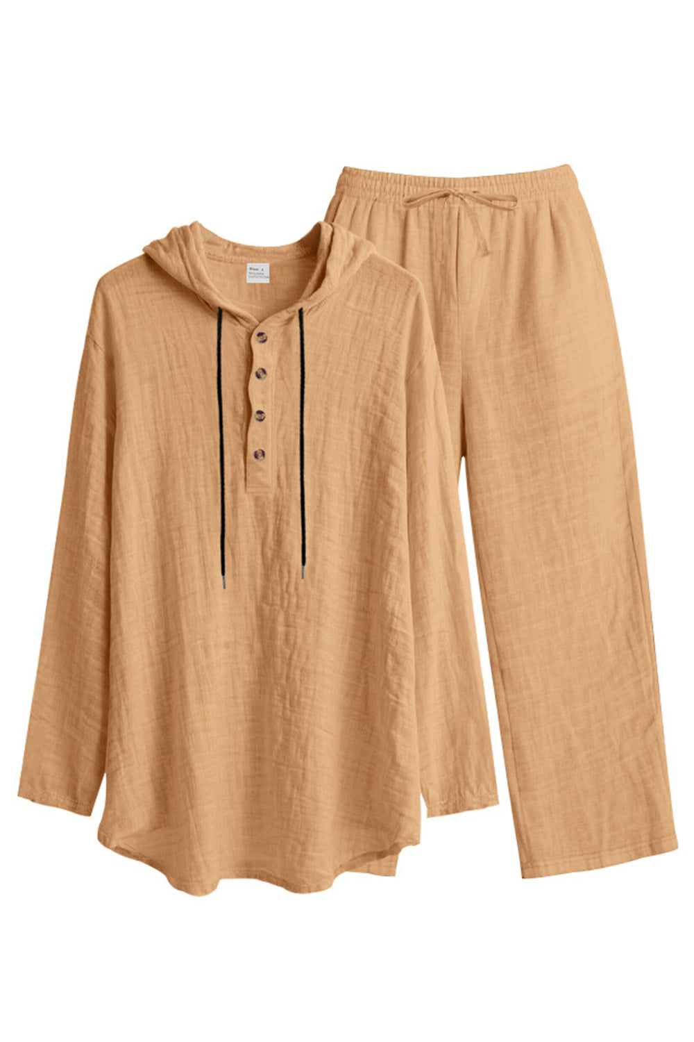 Casual 2 Piece Outfits Lightweight Long Sleeve Hooded Shirt and Loose Pants Set