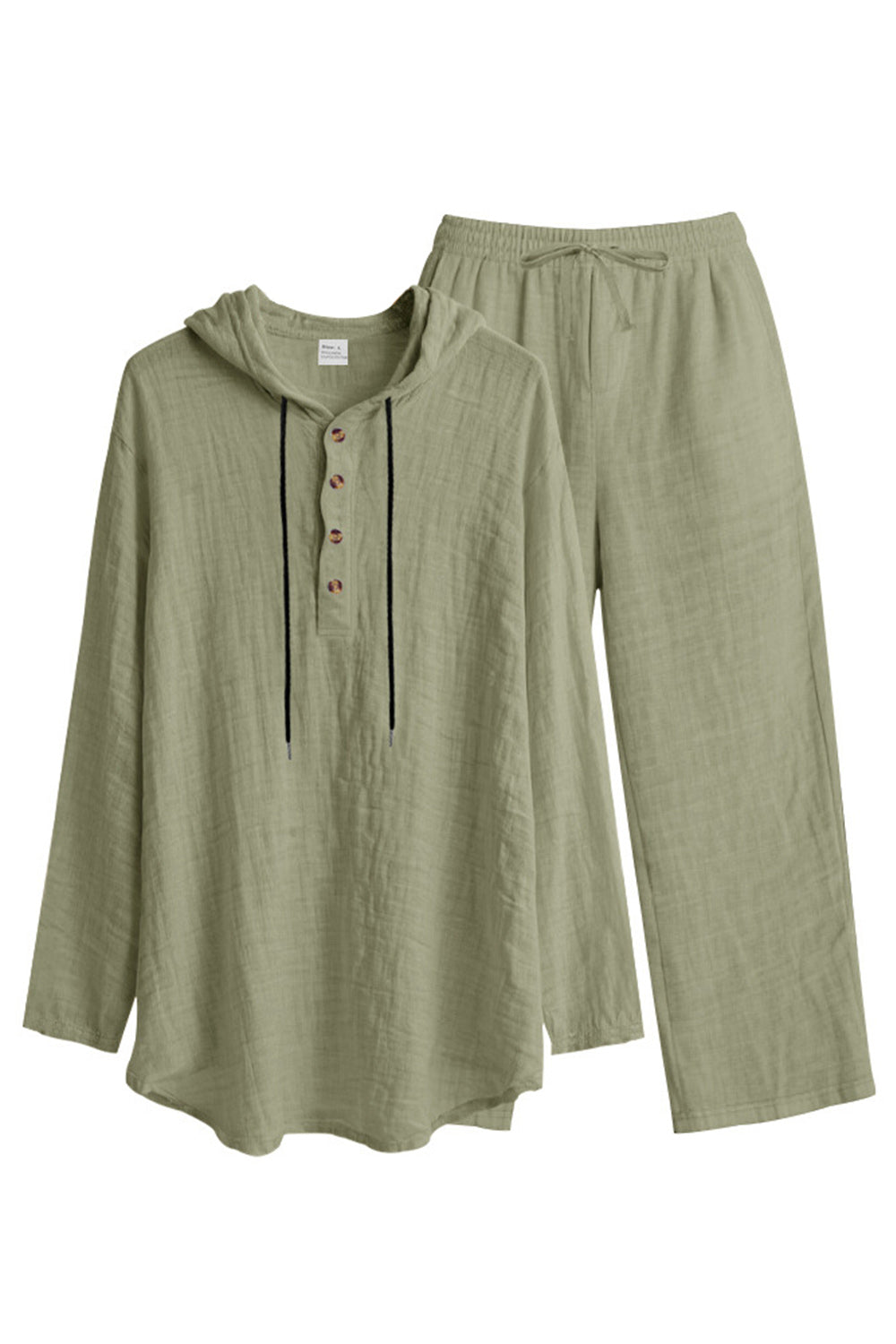 Casual 2 Piece Outfits Lightweight Long Sleeve Hooded Shirt and Loose Pants Set