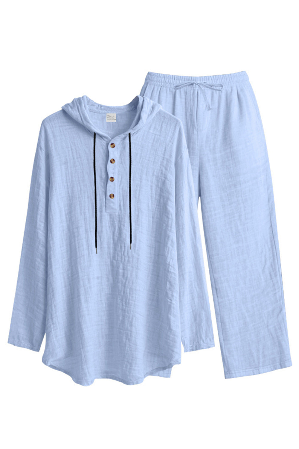 Casual 2 Piece Outfits Lightweight Long Sleeve Hooded Shirt and Loose Pants Set