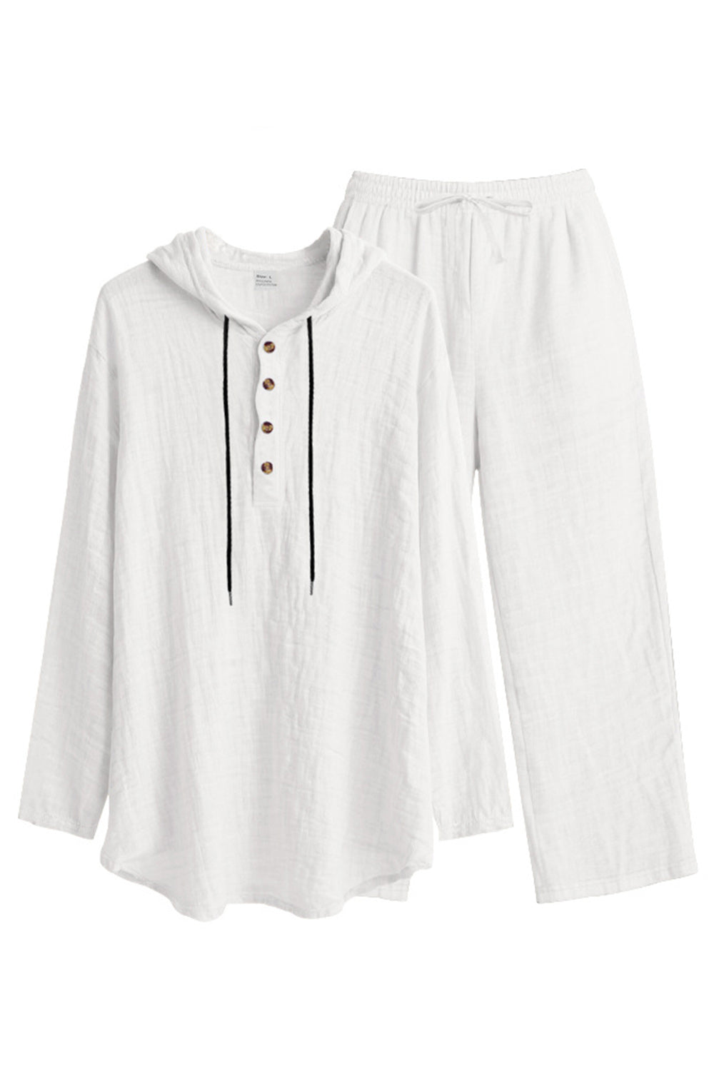 Casual 2 Piece Outfits Lightweight Long Sleeve Hooded Shirt and Loose Pants Set