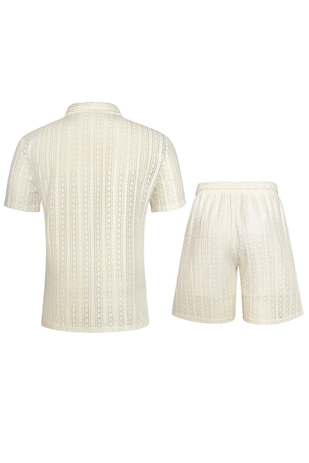 Men's 2 Piece Knit Summer Outfits Casual Short Sleeve Cuban Collar Shirt and Shorts Set