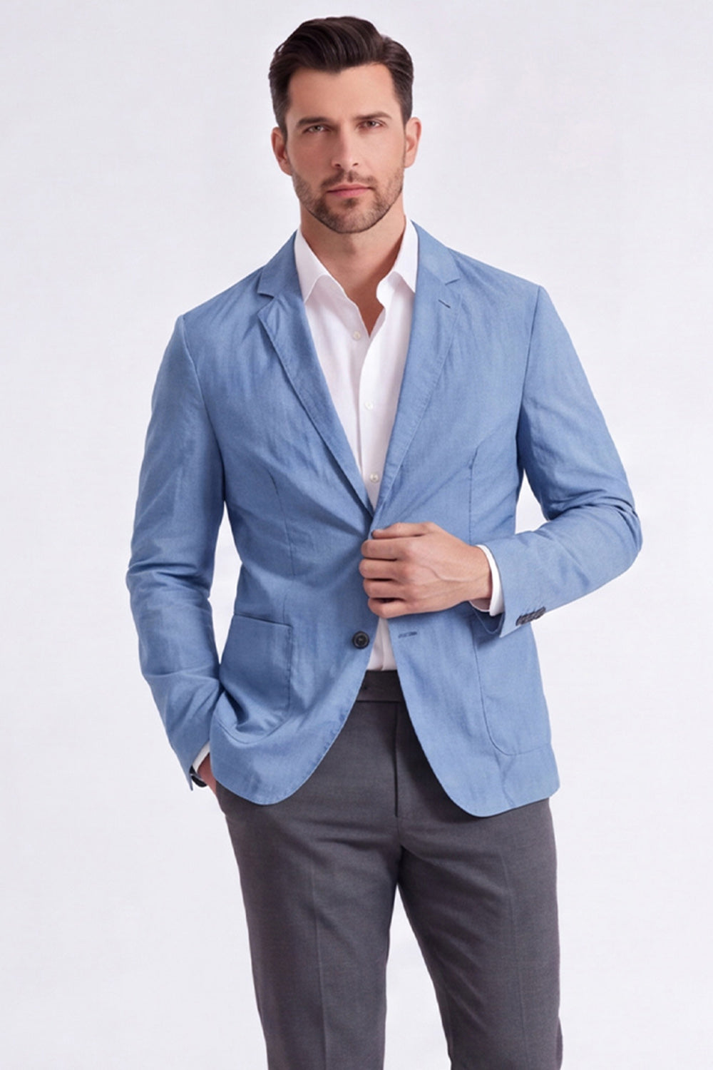 Sage Notched Lapel Single Breasted Men's Blazer