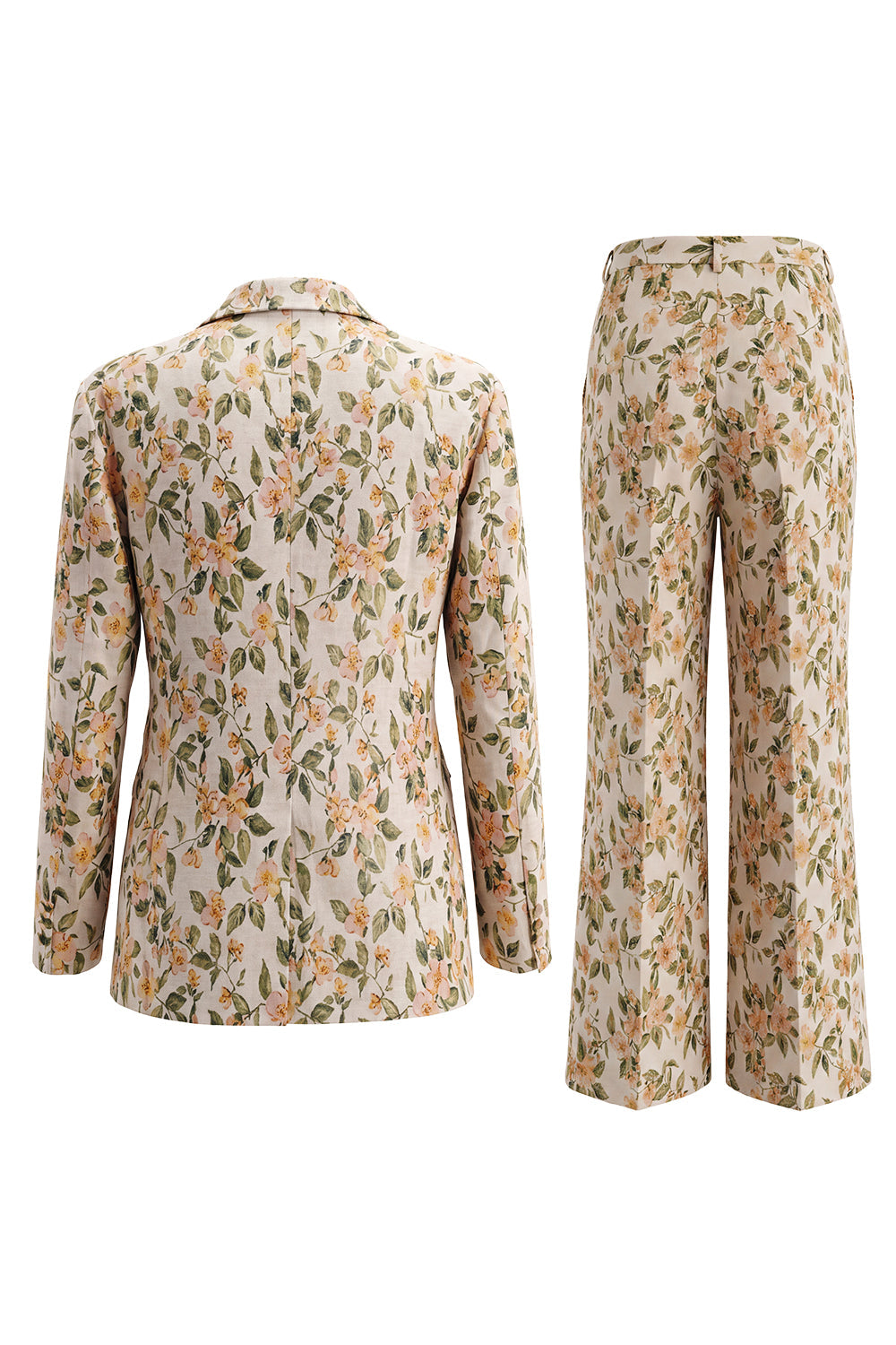 Peak Lapel Grey Blue 2 Piece Single Breasted Floral Women Suits