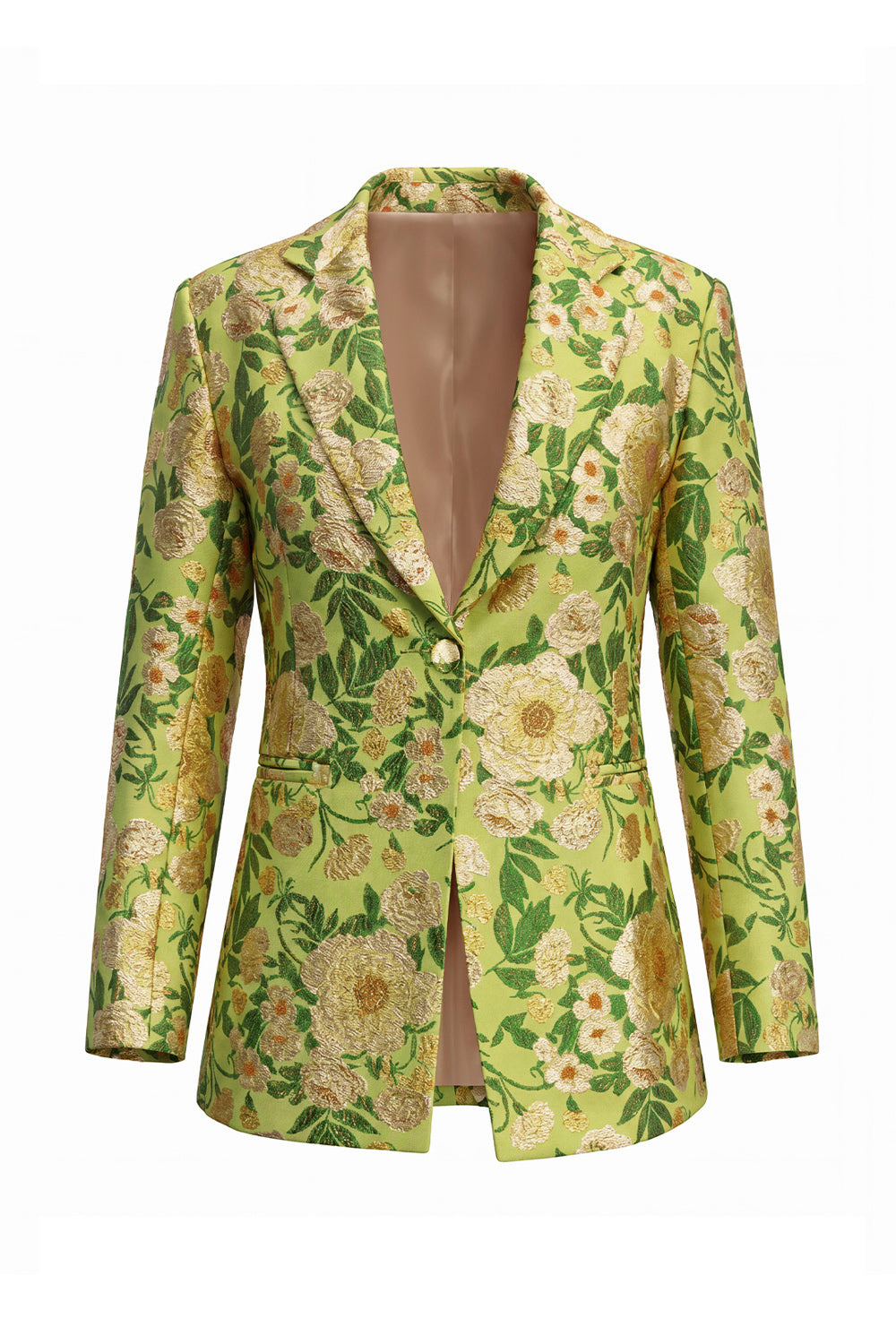 Blue Floral 2 Piece Notch Lapel One Button Women Suits