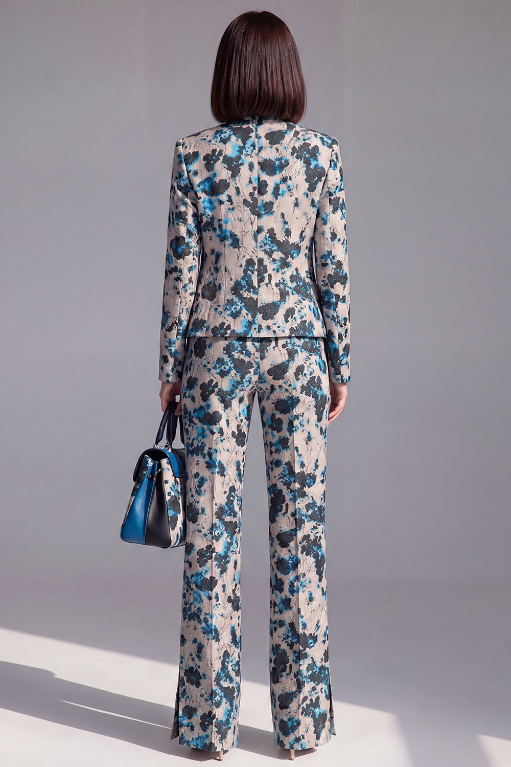 Dusty Green Open-front 2 Piece Slim Fit Floral Women's Suits