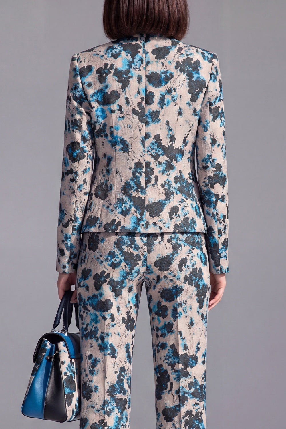 Dusty Green Open-front 2 Piece Slim Fit Floral Women's Suits