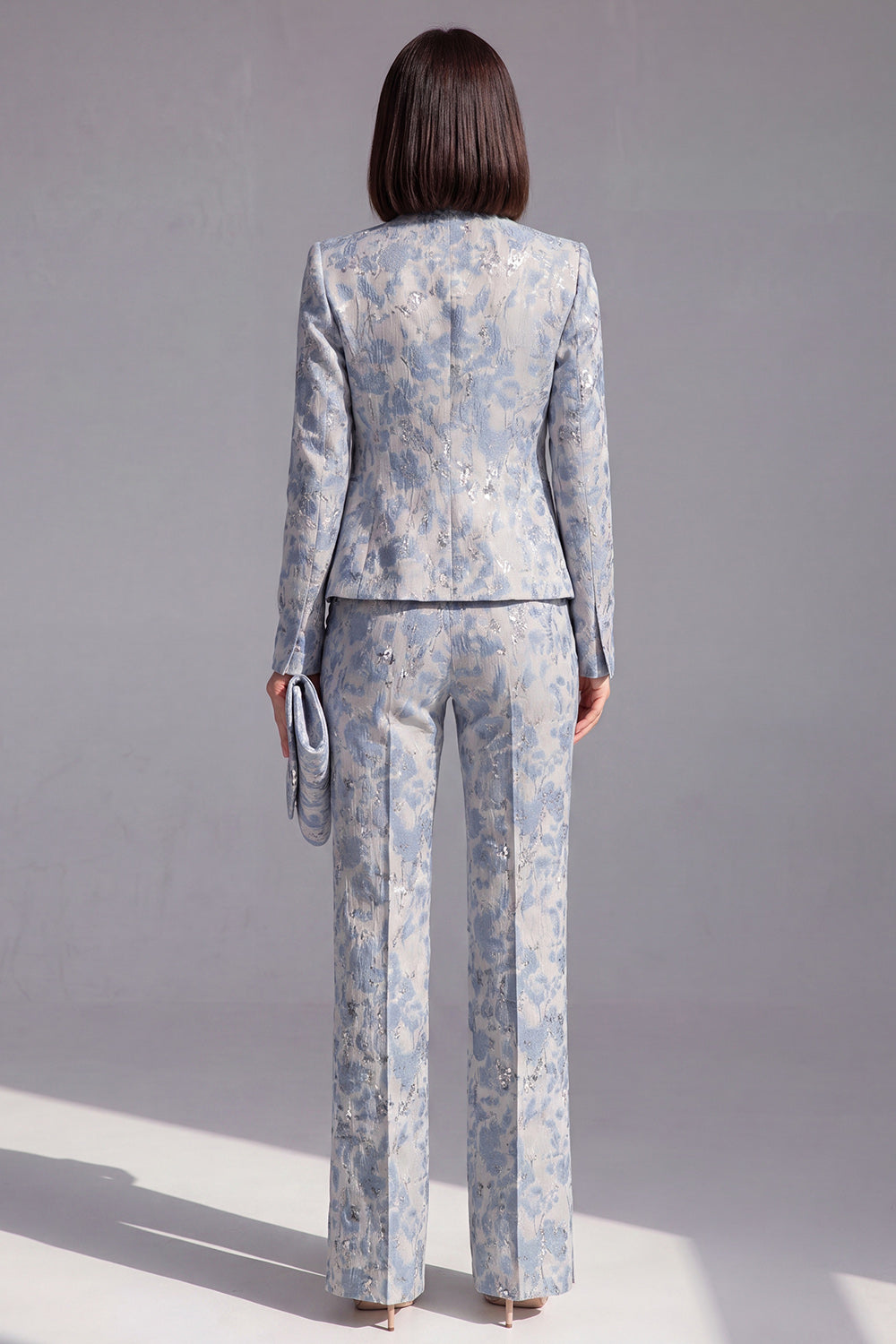Dusty Green Open-front 2 Piece Slim Fit Floral Women's Suits